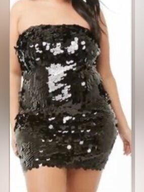 Plus Size Forever Large Sequin Bodycon Dress - Black Brand New size 0X